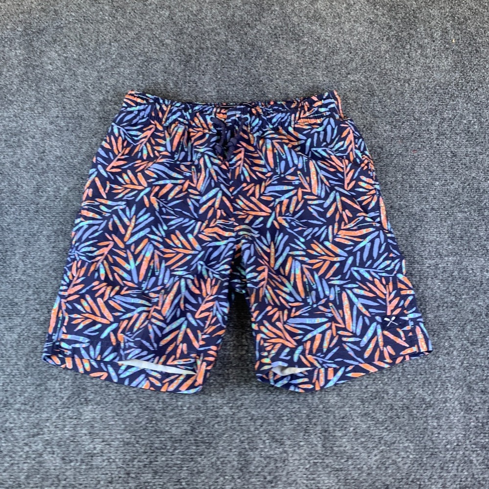 MBX Swim Trunks Mens Small Navy Blue Good Tropical Print Drawstring 27x7